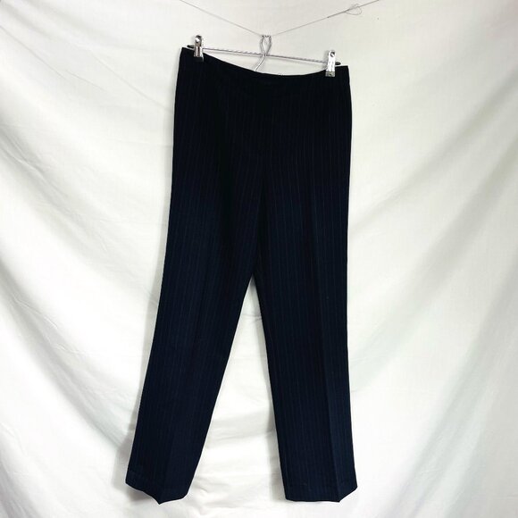 Harvé Benard by Bernard Holtzman Women's Navy and Red Pinstripe Pants Size 8 - Picture 1 of 10